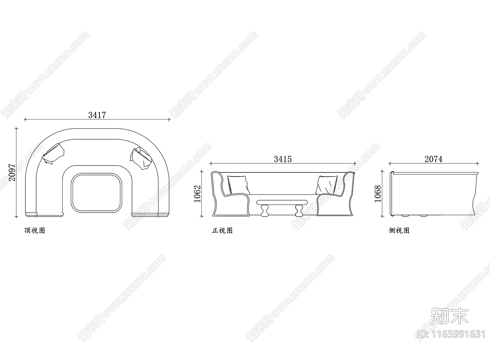现代沙发施工图下载【ID:1165991631】