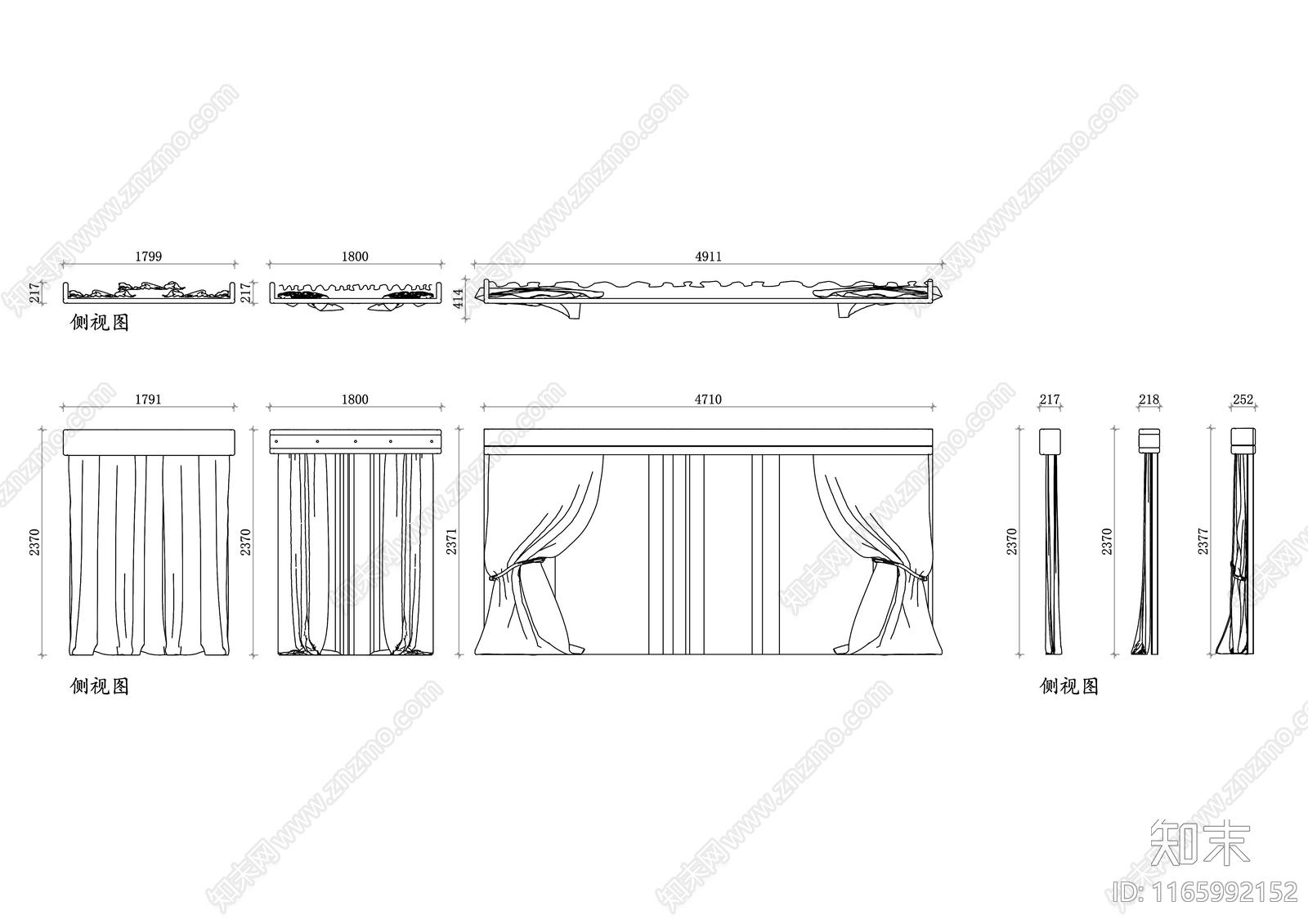 现代窗帘施工图下载【ID:1165992152】