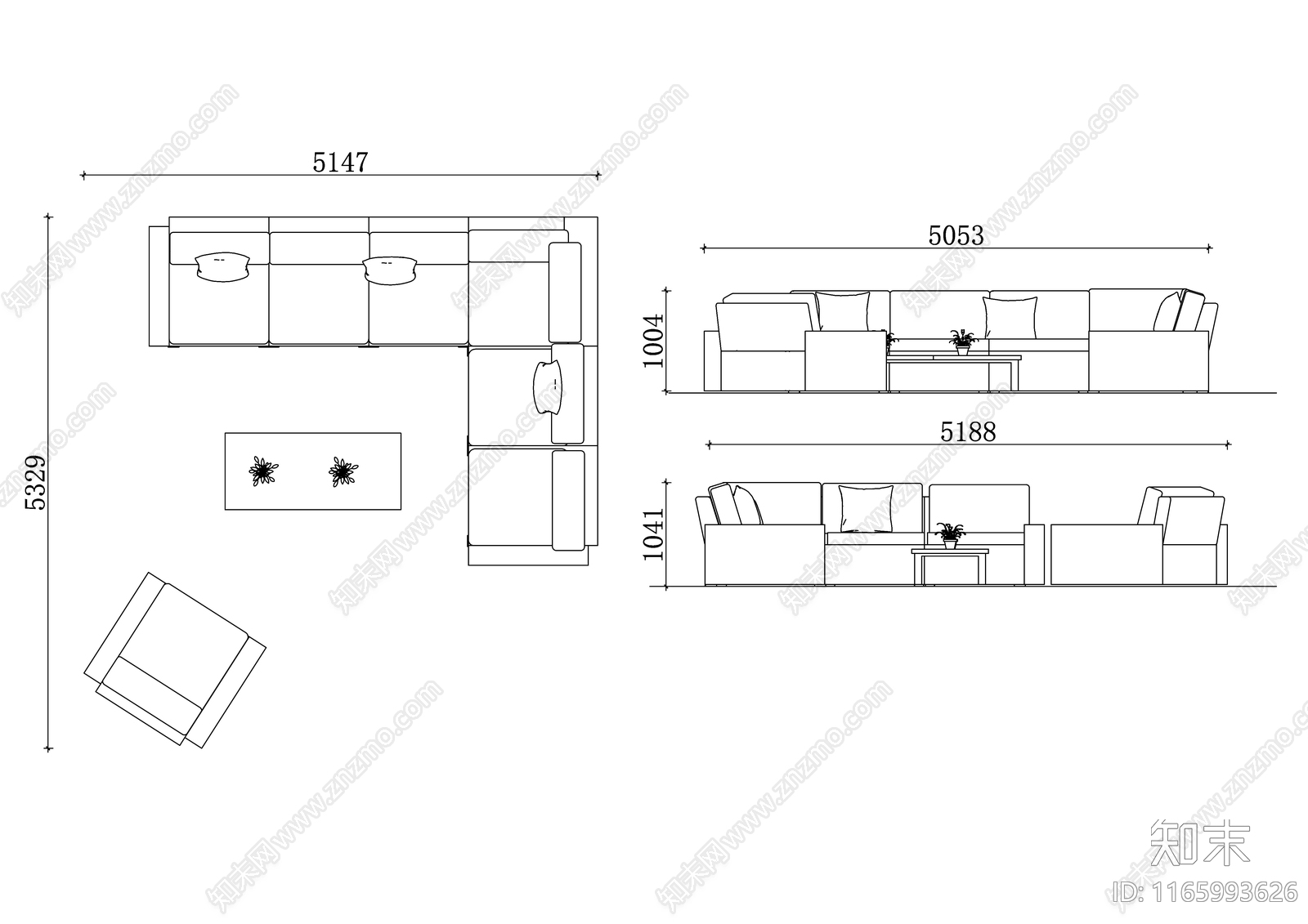 现代沙发施工图下载【ID:1165993626】