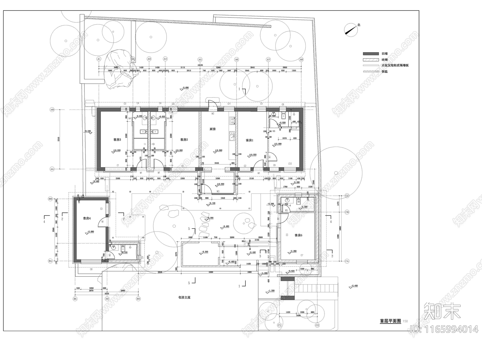 现代民宿建筑施工图下载【ID:1165994014】