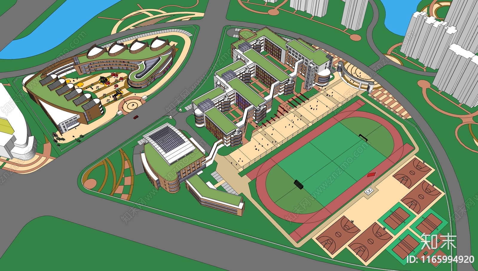 现代学校建筑SU模型下载【ID:1165994920】