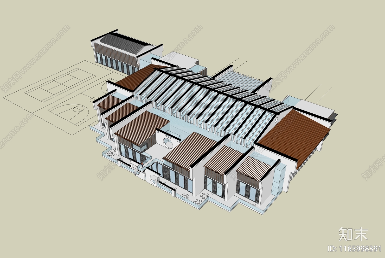 现代新中式其他商业建筑SU模型下载【ID:1165998391】