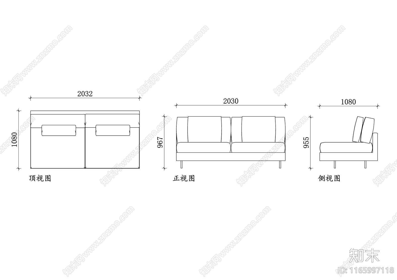 现代沙发施工图下载【ID:1165997118】