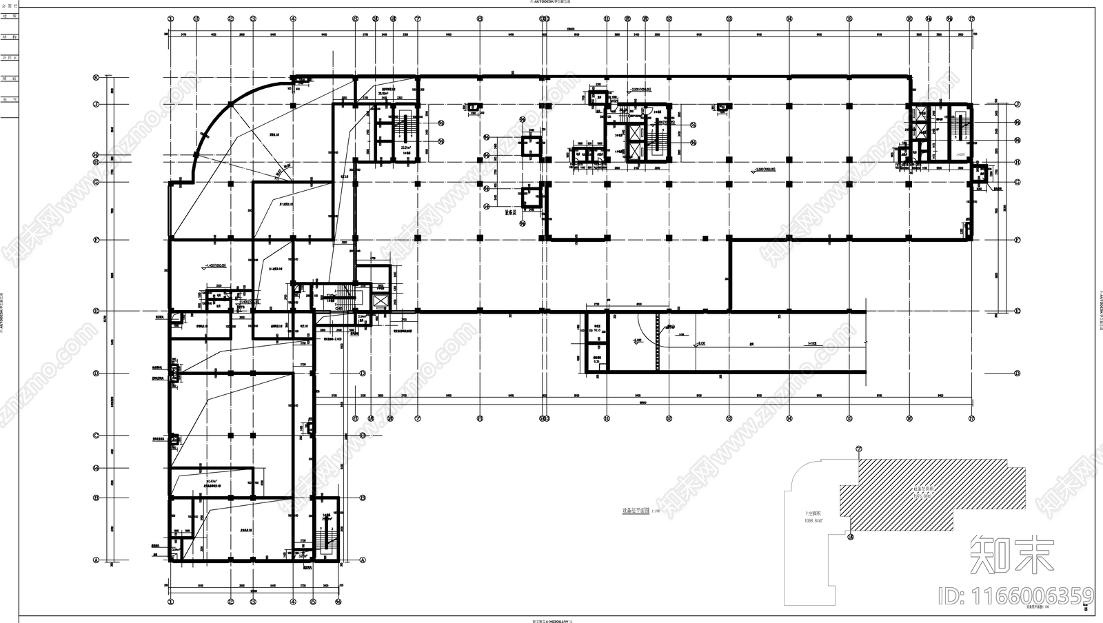 现代办公楼建筑cad施工图下载【ID:1166006359】