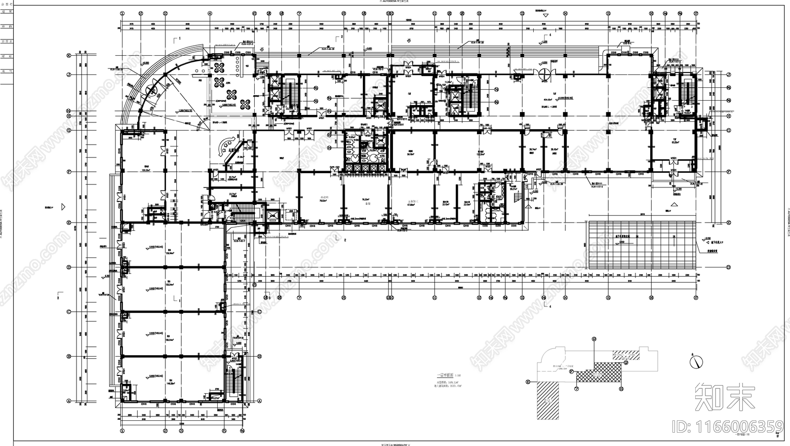 现代办公楼建筑cad施工图下载【ID:1166006359】