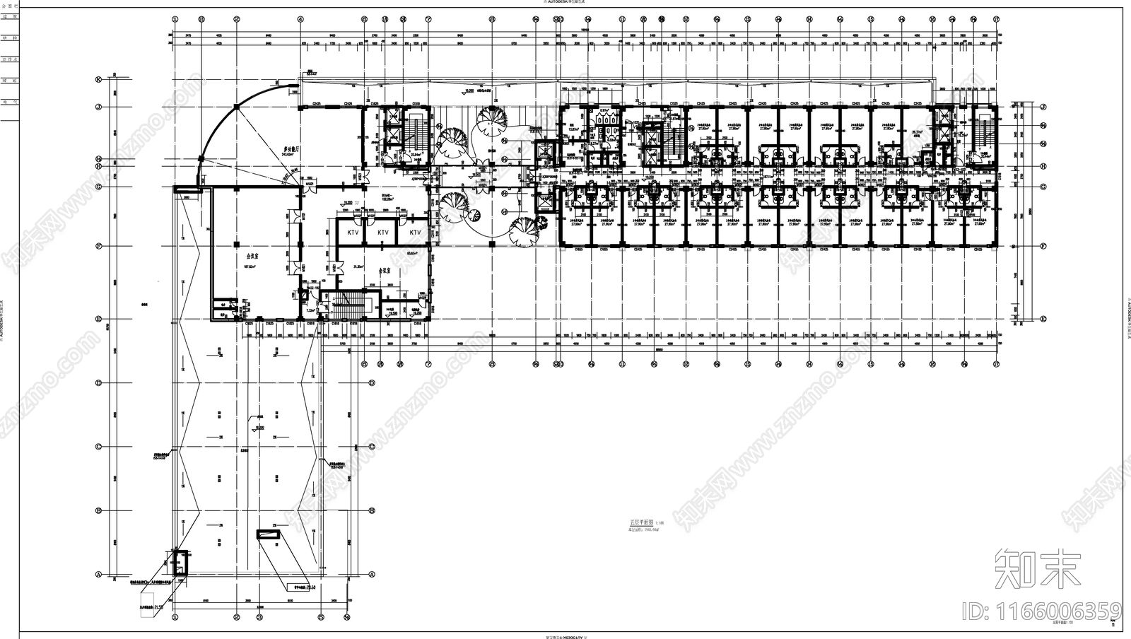 现代办公楼建筑cad施工图下载【ID:1166006359】