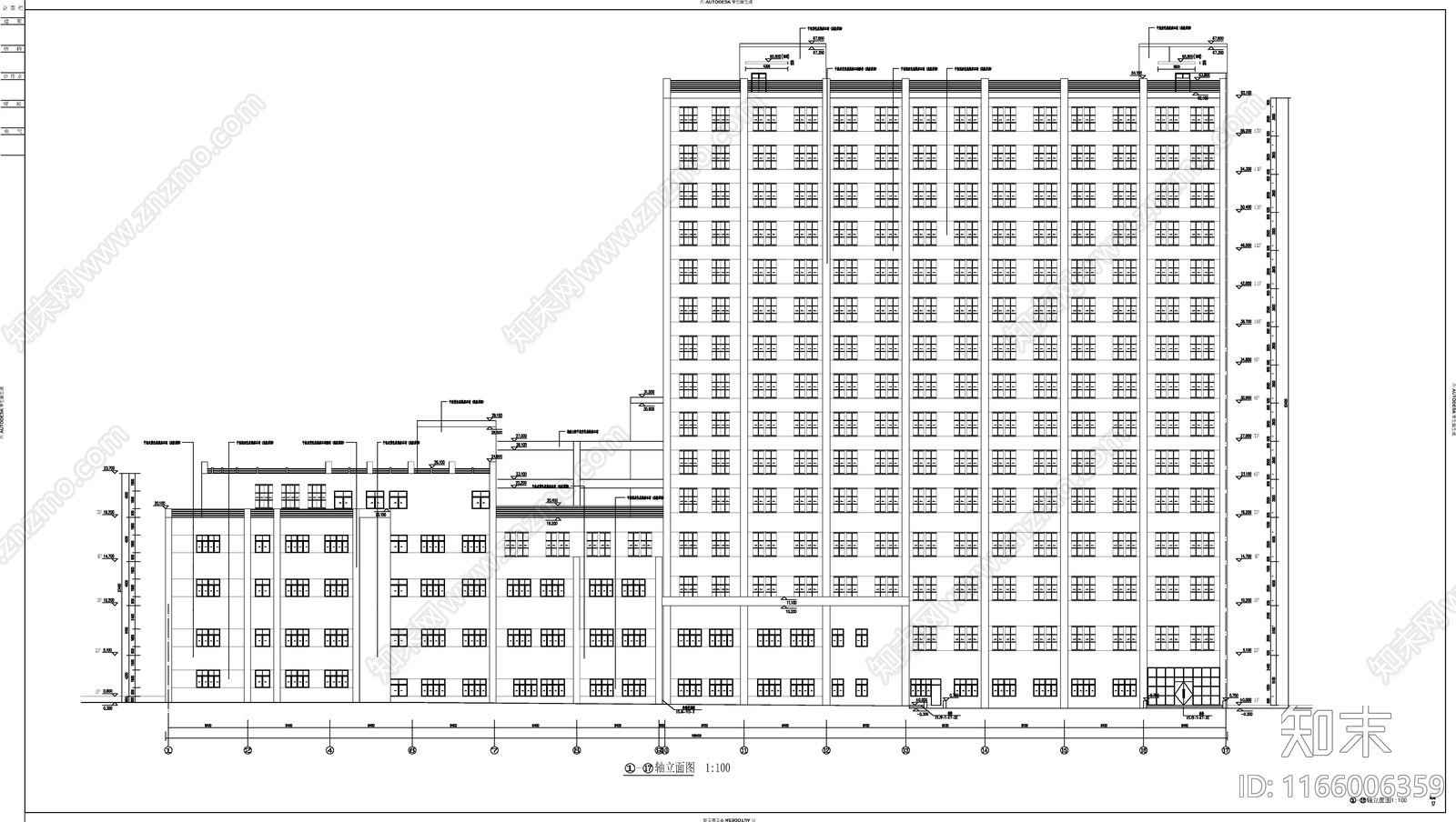 现代办公楼建筑cad施工图下载【ID:1166006359】