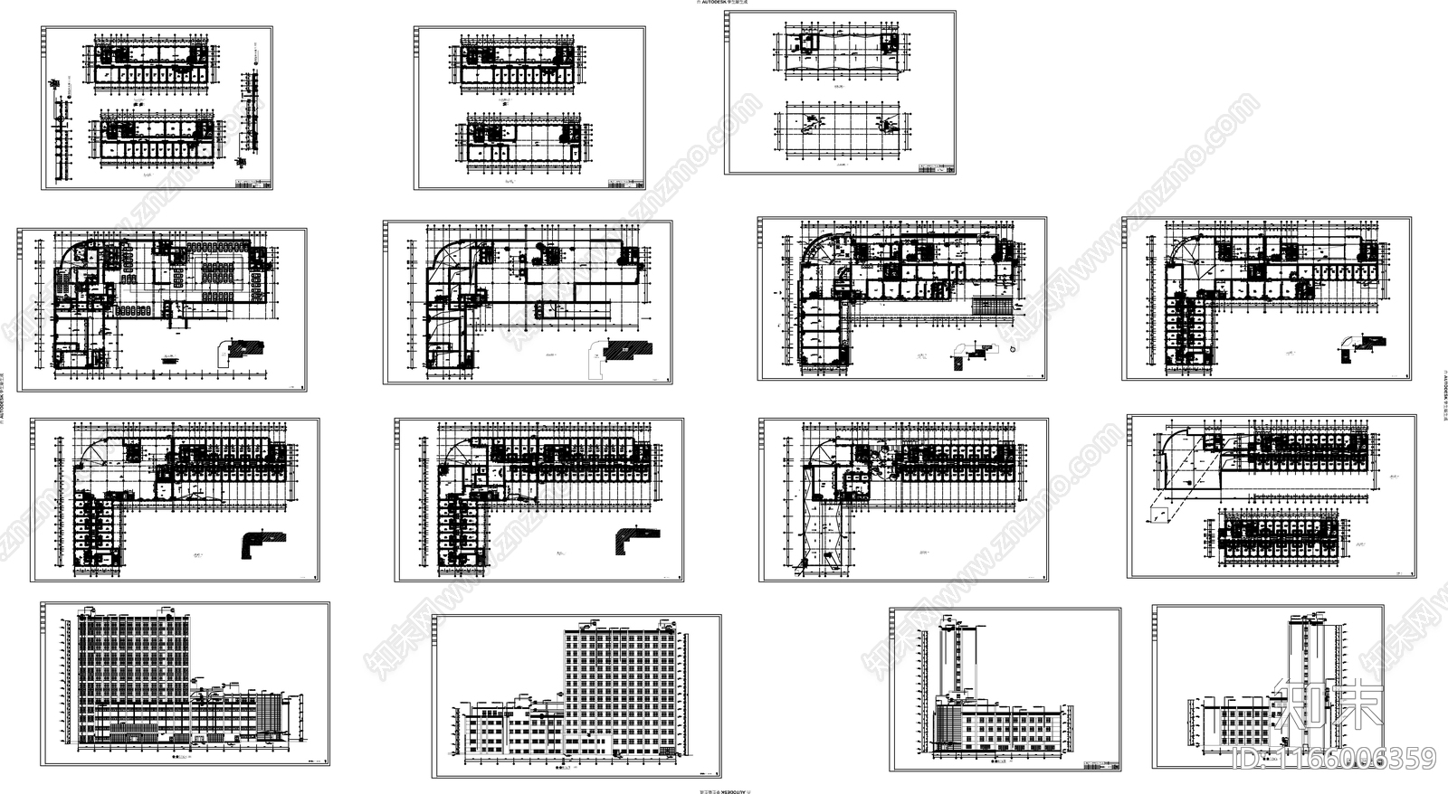 现代办公楼建筑cad施工图下载【ID:1166006359】