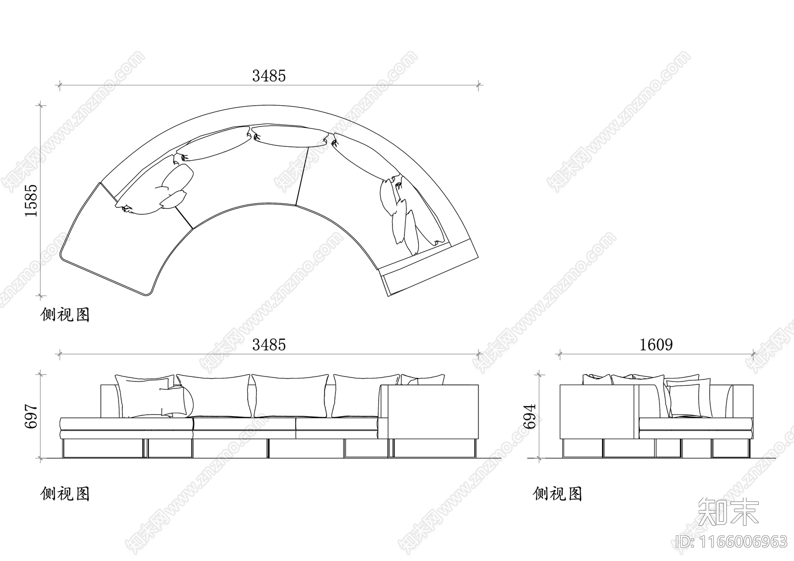 现代沙发施工图下载【ID:1166006963】
