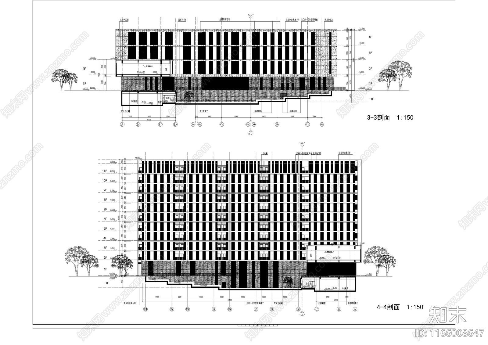 现代行政机构建筑cad施工图下载【ID:1166008647】