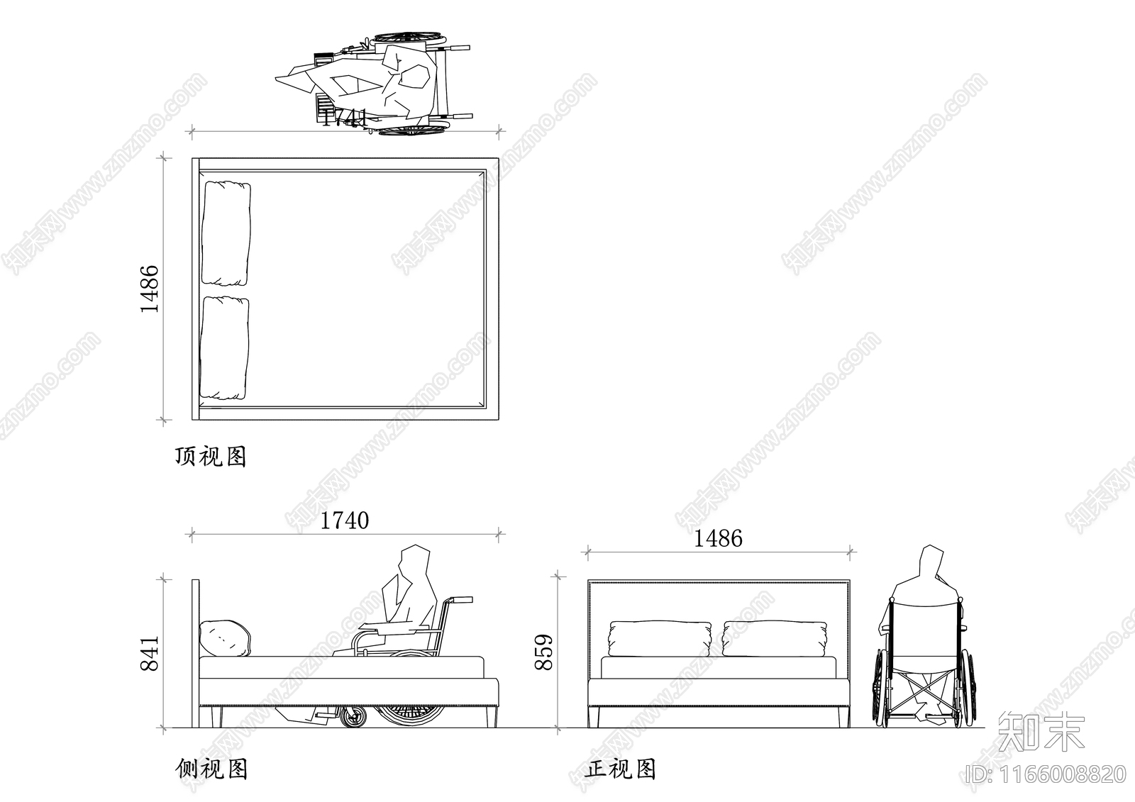 现代床cad施工图下载【ID:1166008820】