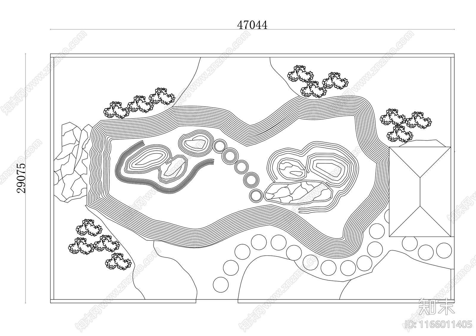 现代庭院施工图下载【ID:1166011405】