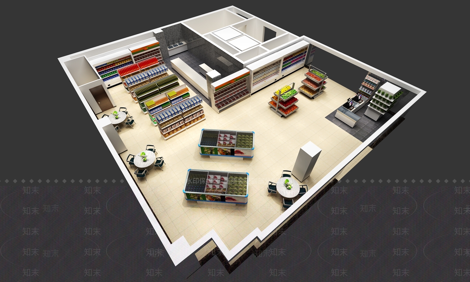 现代超市3D模型下载【ID:1166012391】