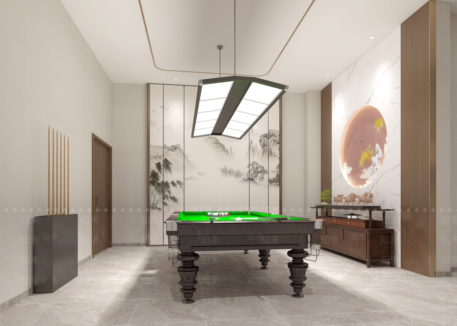 新中式台球室3D模型下载【ID:1166026088】