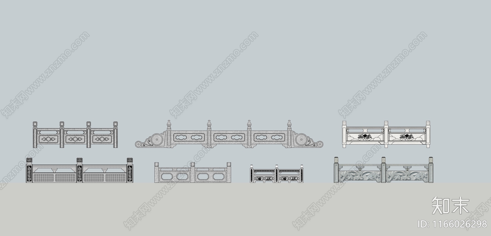 现代围栏护栏SU模型下载【ID:1166026298】