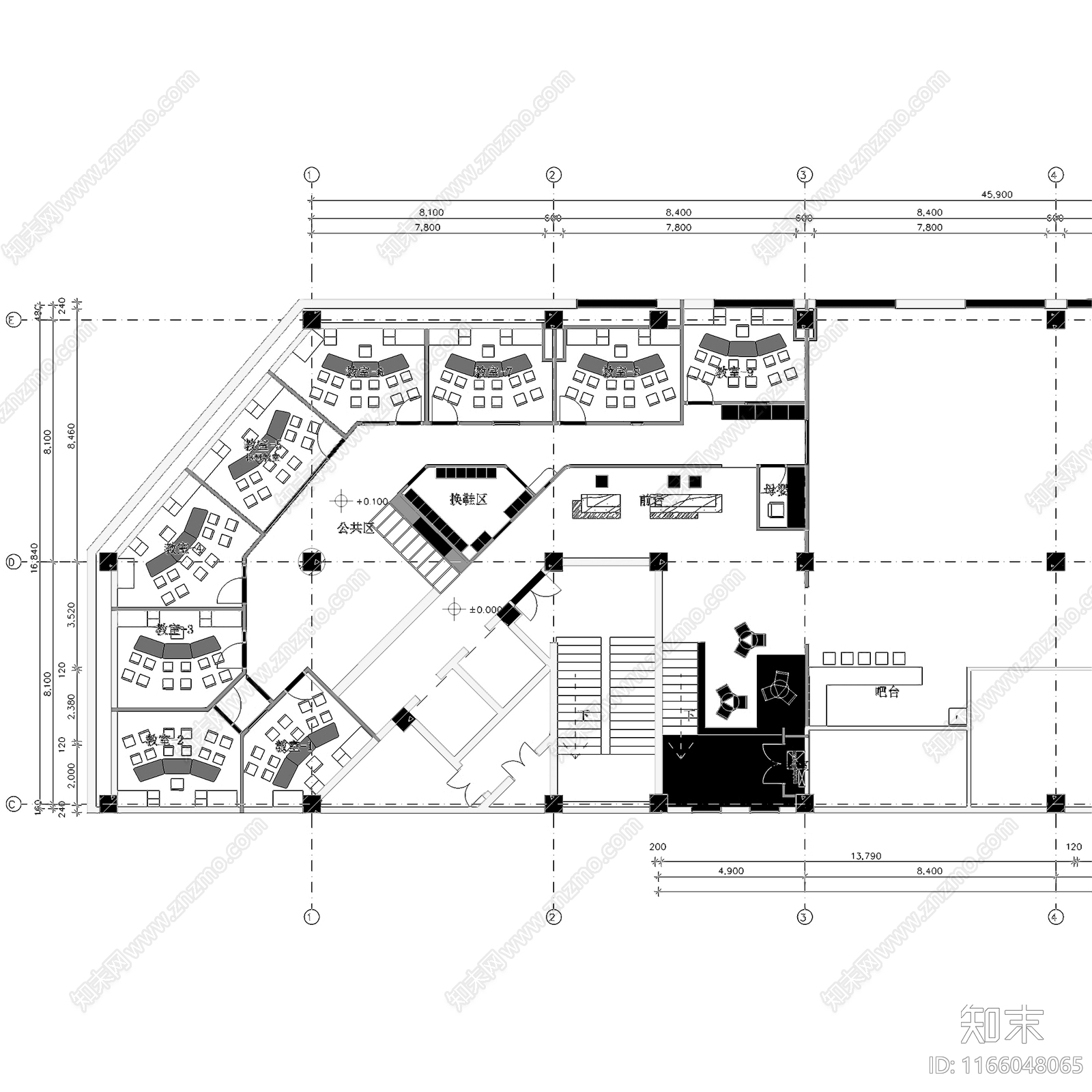 现代培训中心cad施工图下载【ID:1166048065】