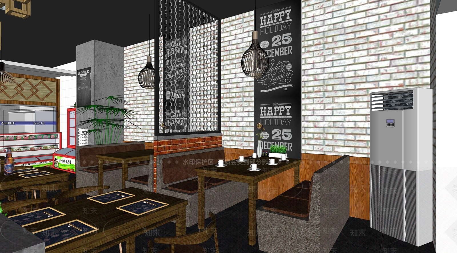 现代小吃快餐店SU模型下载【ID:1166039911】