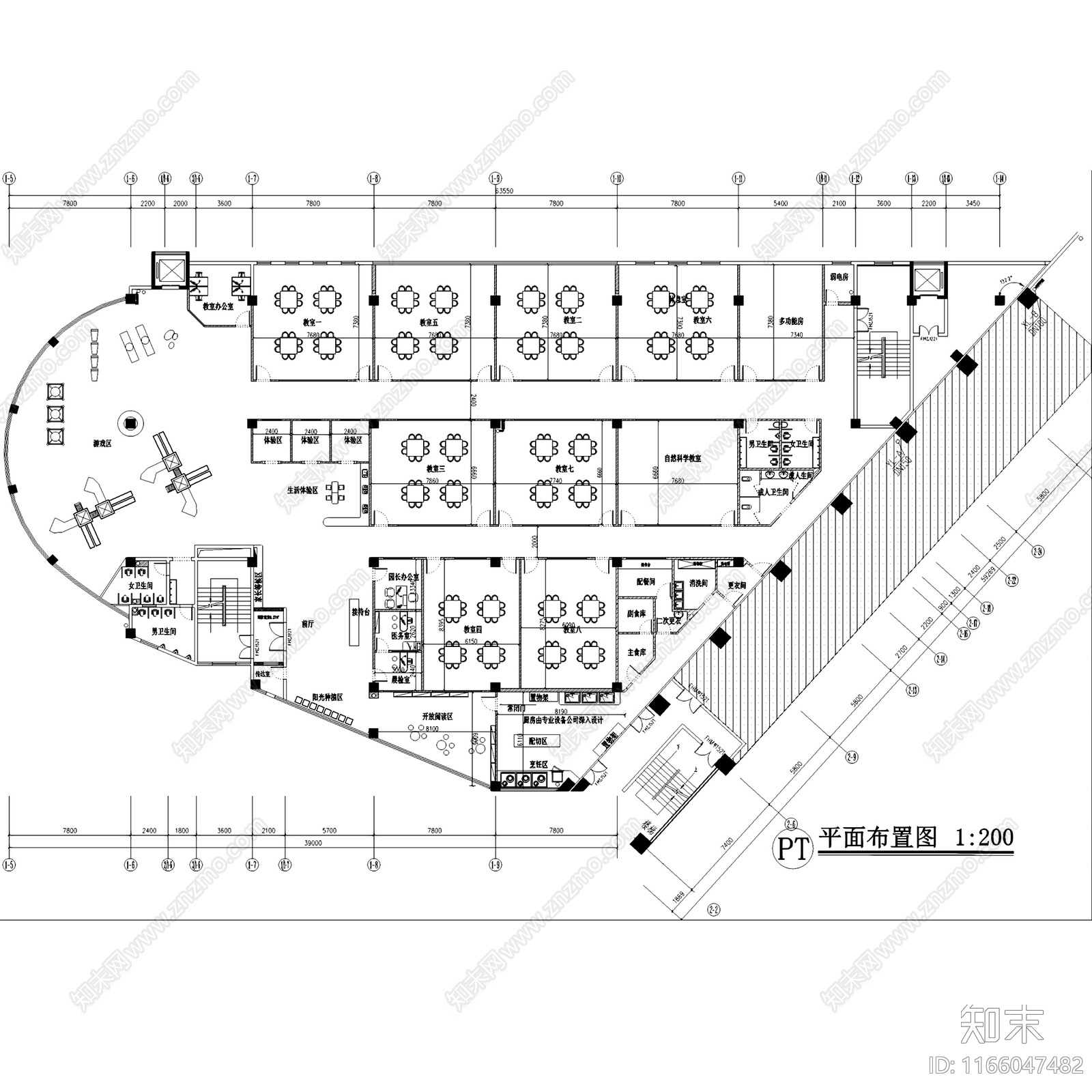 现代幼儿园cad施工图下载【ID:1166047482】