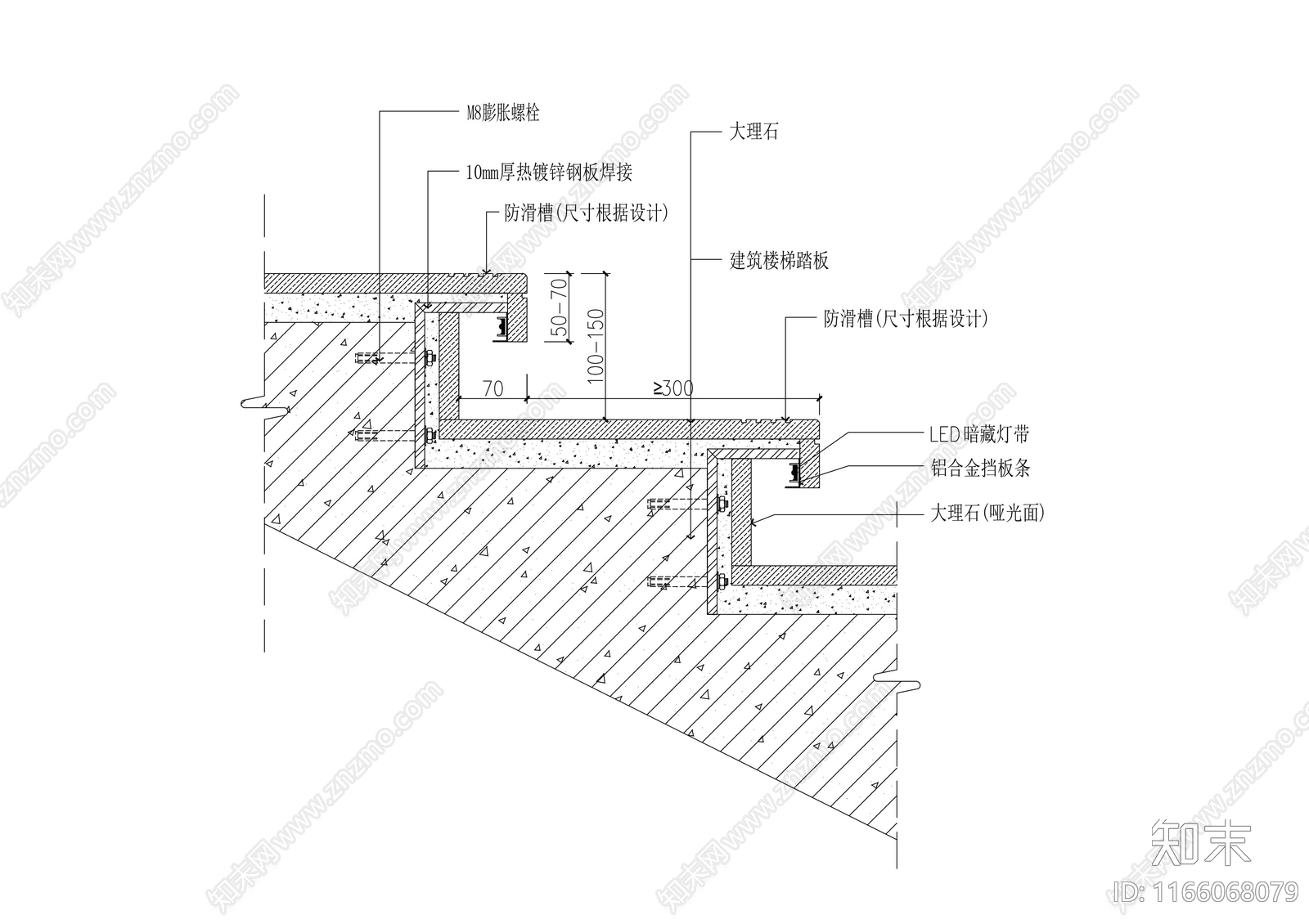 现代楼梯节点cad施工图下载【ID:1166068079】