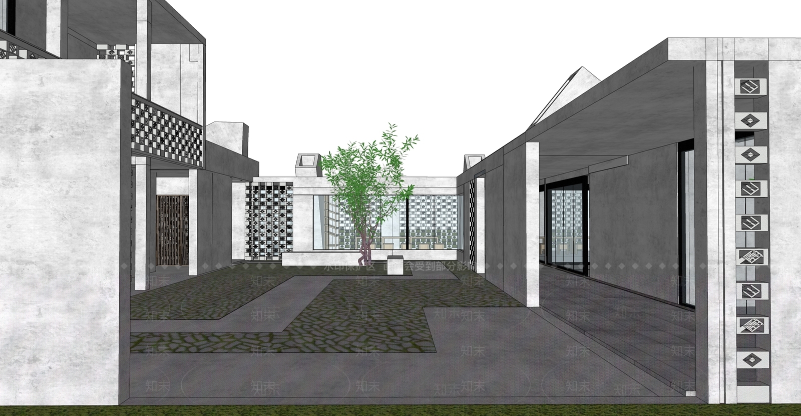 新中式现代多层住宅SU模型下载【ID:1166068157】