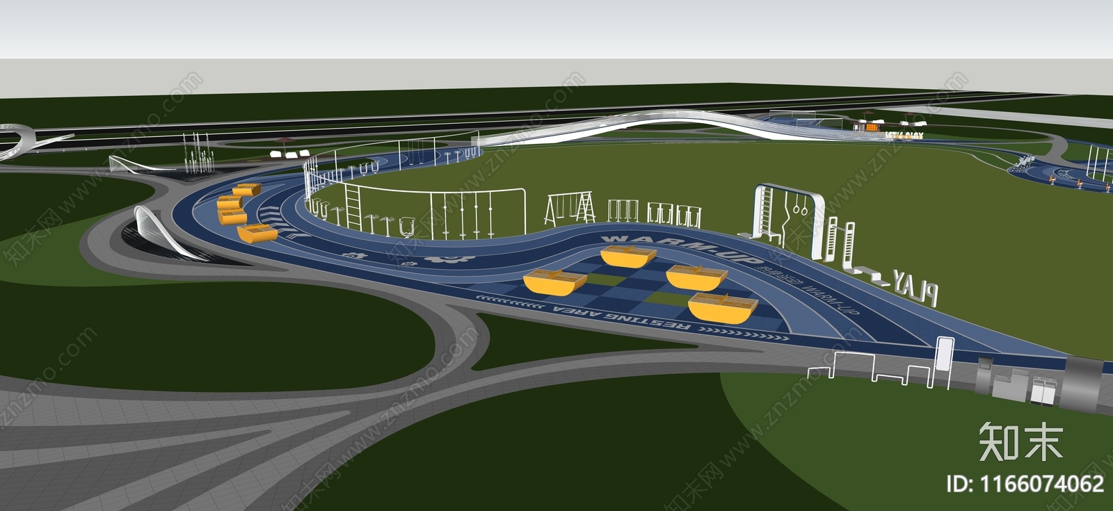 现代体育公园SU模型下载【ID:1166074062】