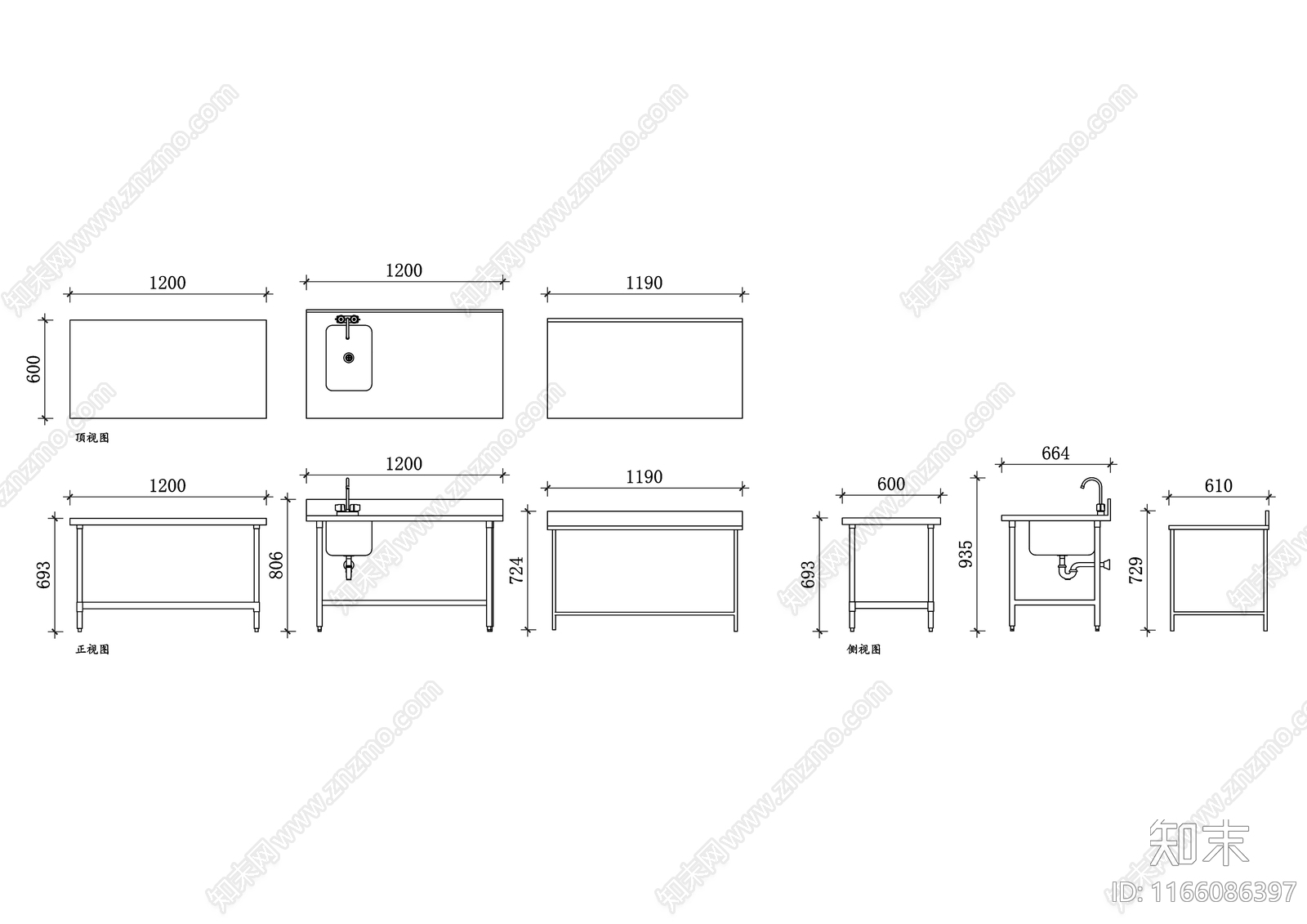 现代厨房设施cad施工图下载【ID:1166086397】