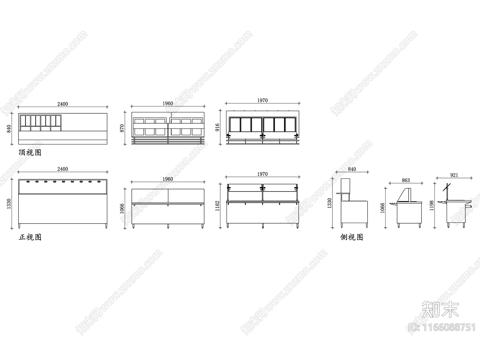 现代厨房设施cad施工图下载【ID:1166088751】