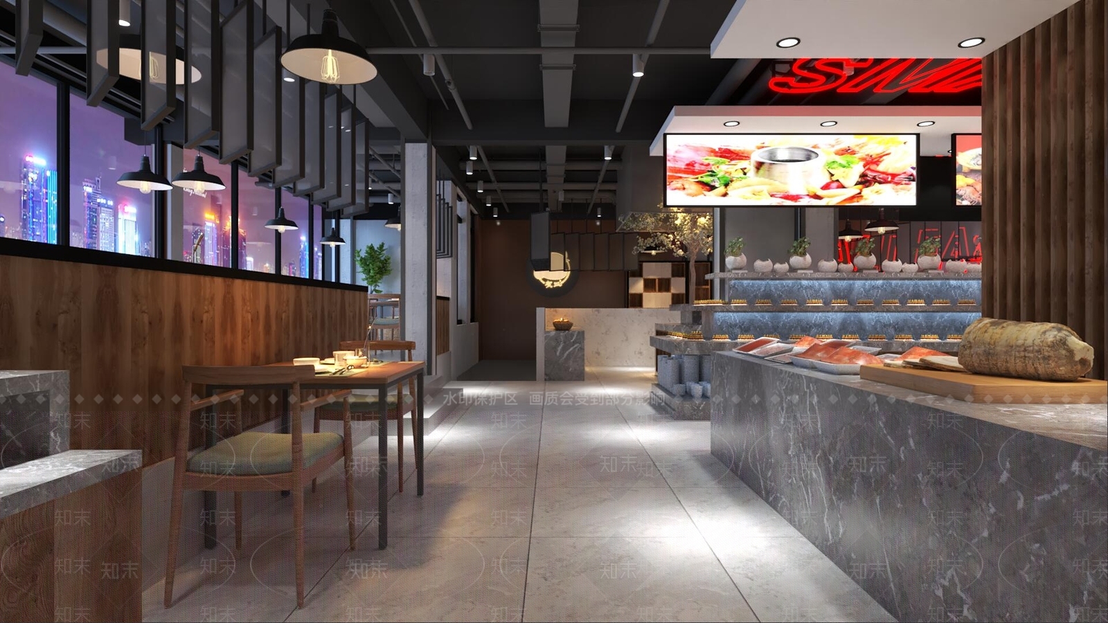 现代自助餐厅3D模型下载【ID:1166128279】