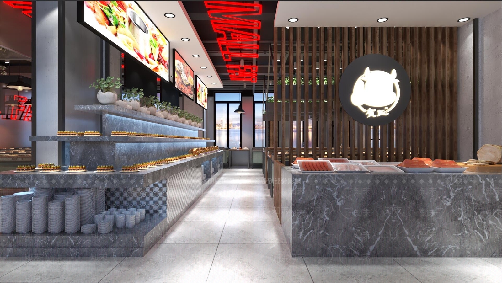 现代自助餐厅3D模型下载【ID:1166128279】