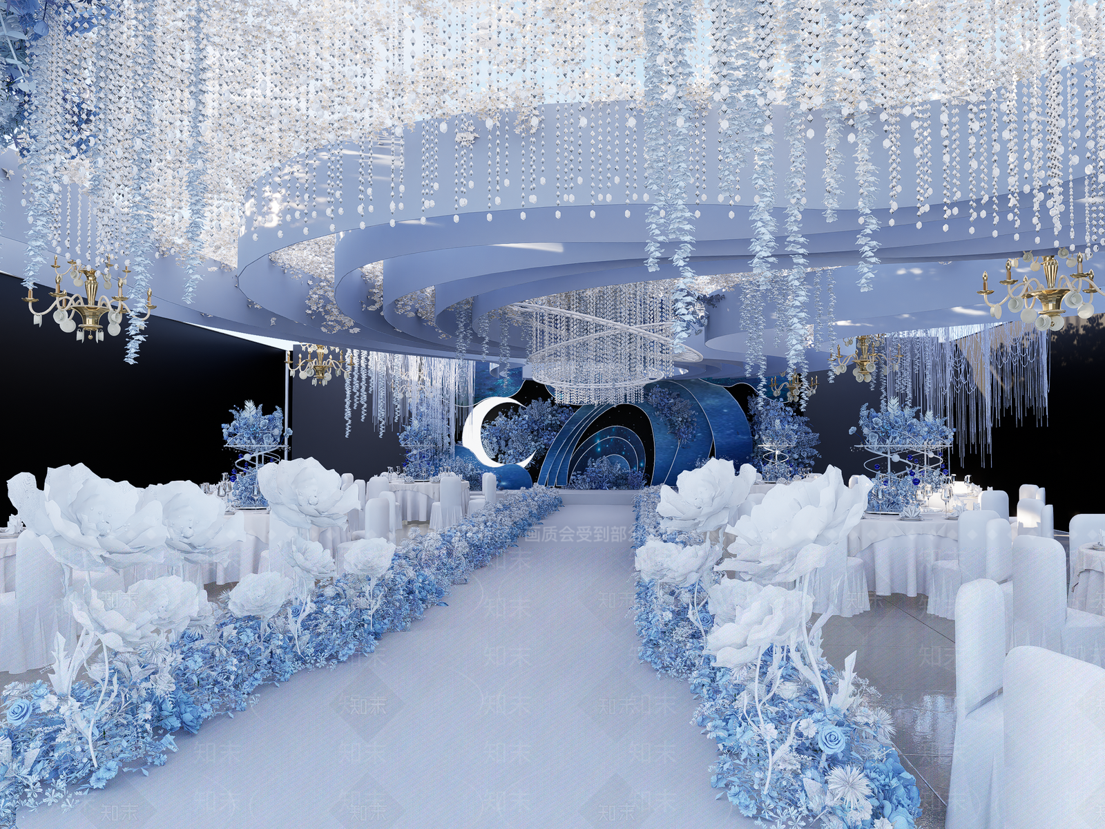 现代简约宴会厅SU模型下载【ID:1166133563】