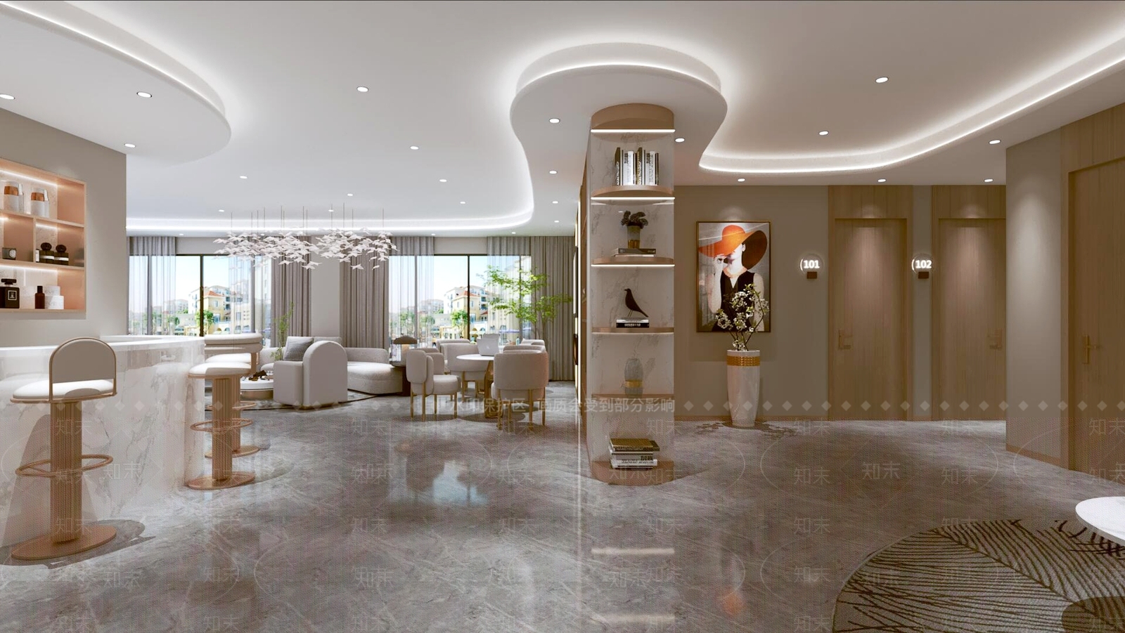 现代侘寂美容院3D模型下载【ID:1166135698】