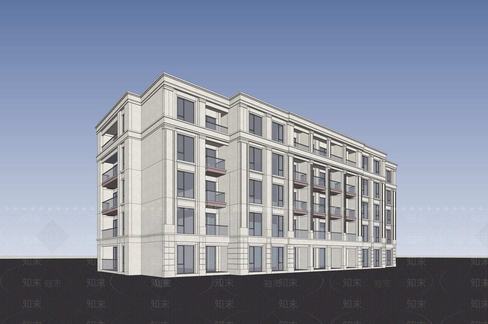 新中式多层住宅SU模型下载【ID:1166137842】