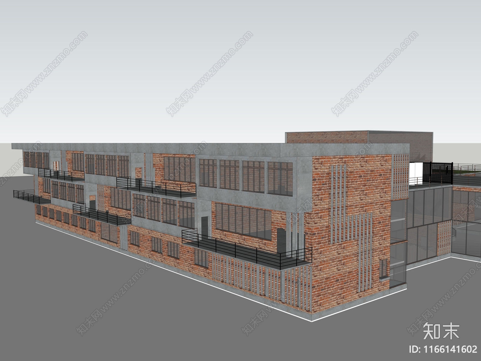 现代复古学校建筑SU模型下载【ID:1166141602】