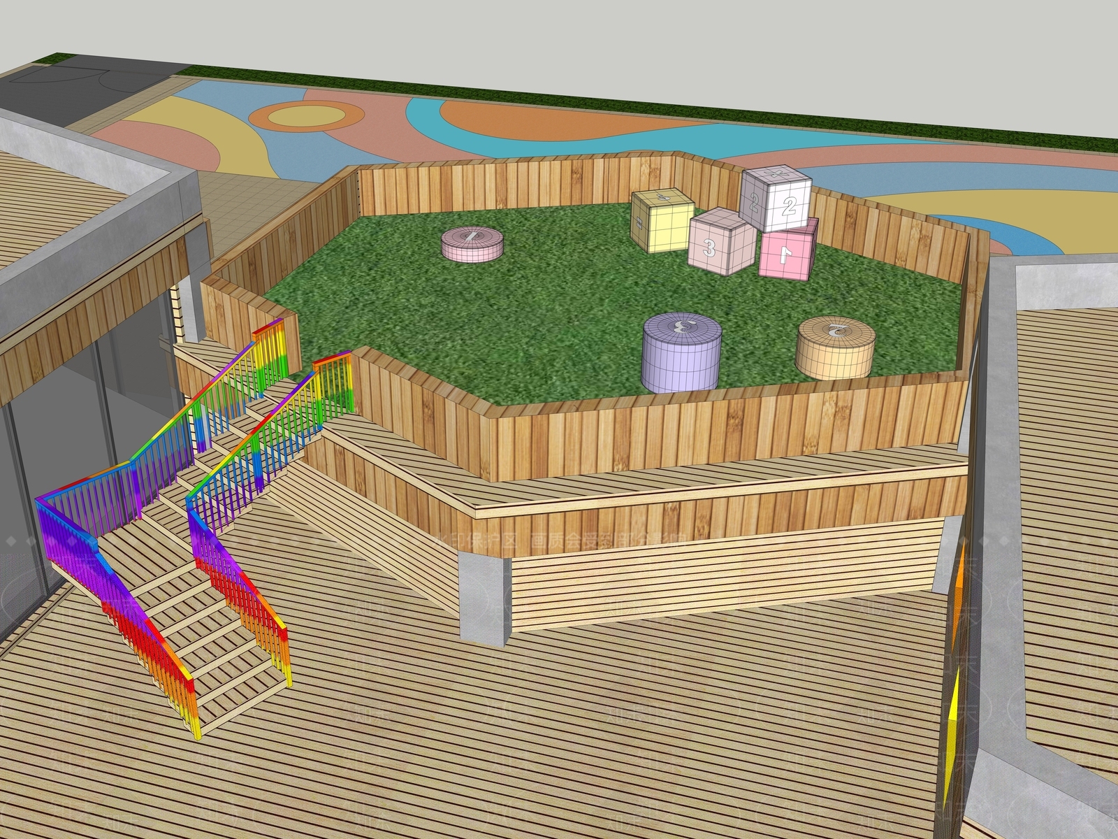 现代极简幼儿园SU模型下载【ID:1166154804】
