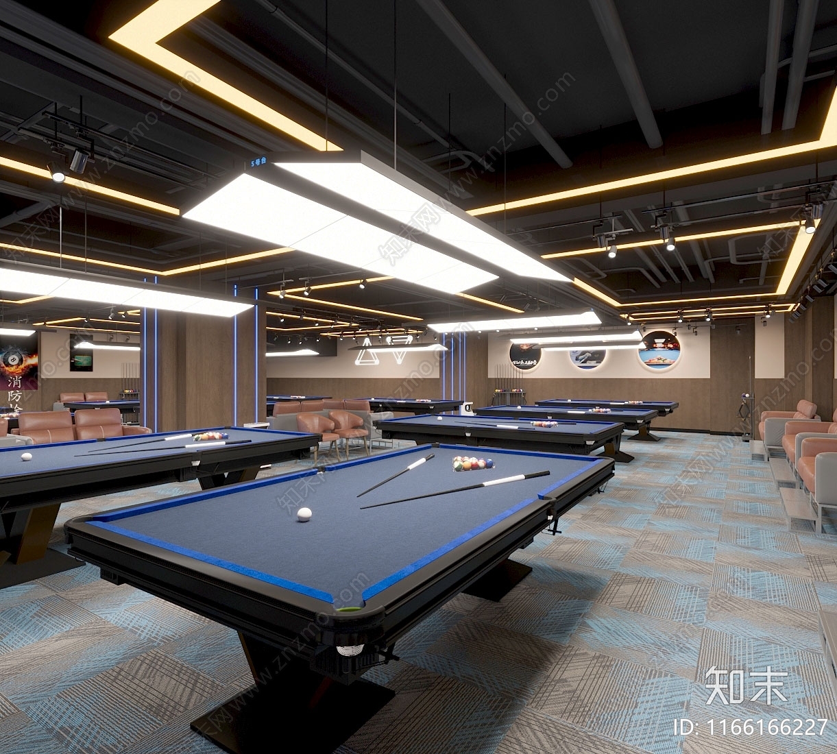 现代工业台球室3D模型下载【ID:1166166227】