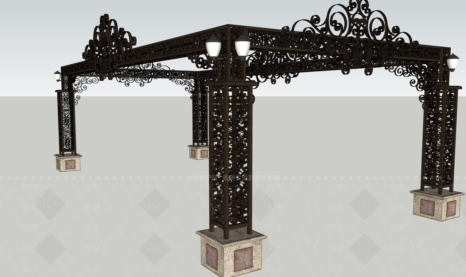 欧式廊架SU模型下载【ID:1166166248】