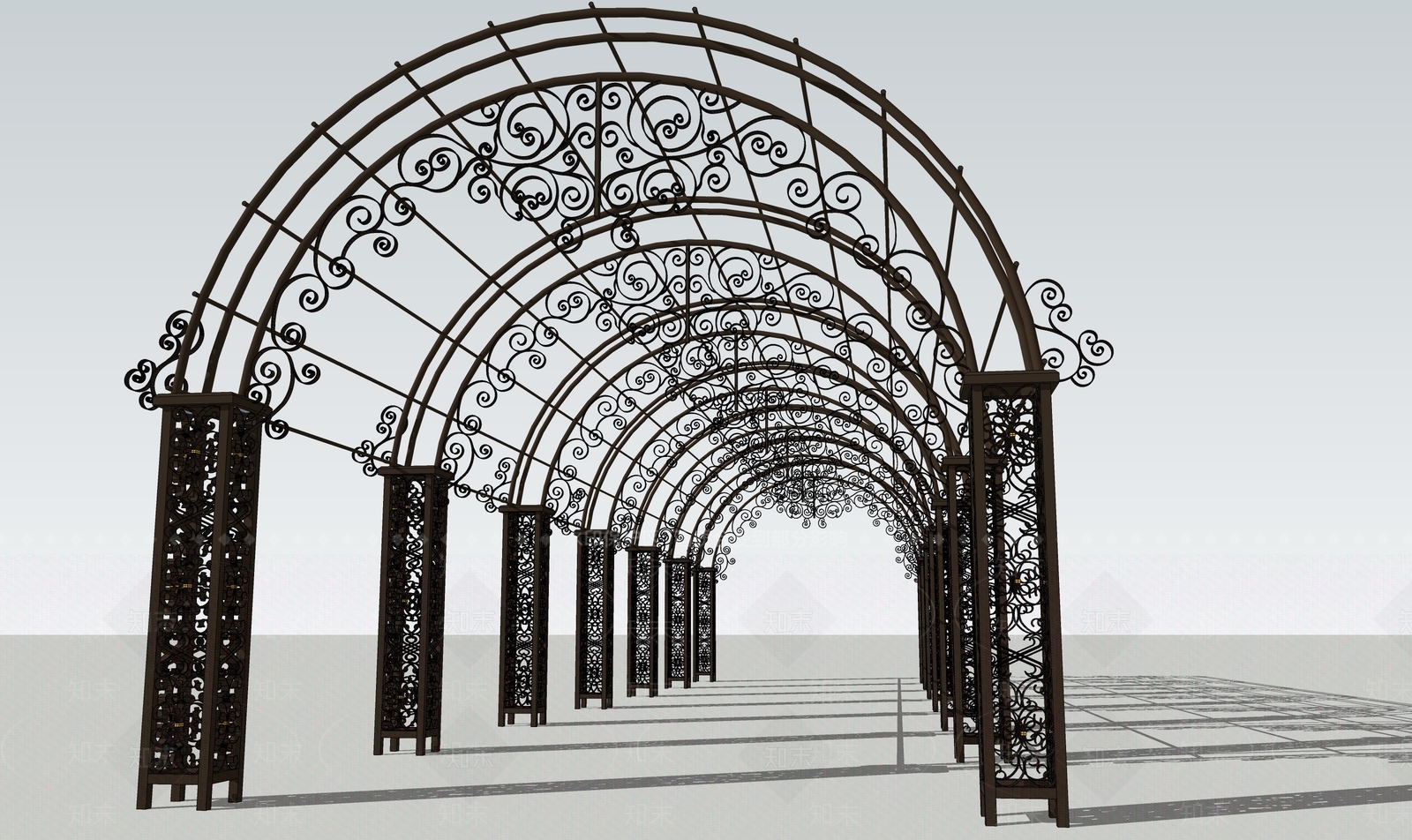 欧式廊架SU模型下载【ID:1166166338】