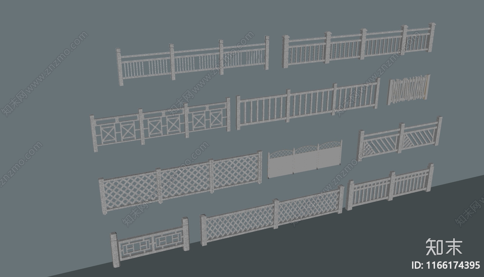 现代新中式围栏护栏SU模型下载【ID:1166174395】