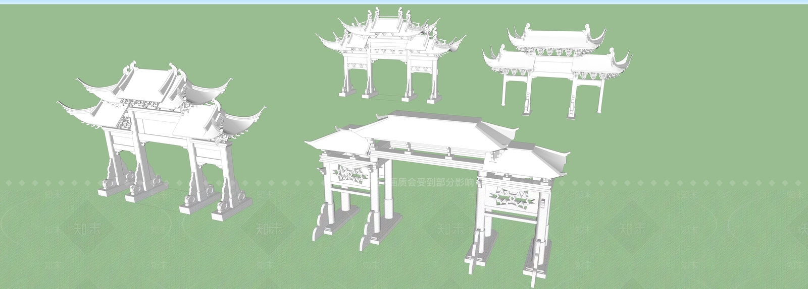 新中式中式牌坊牌楼SU模型下载【ID:1166174949】