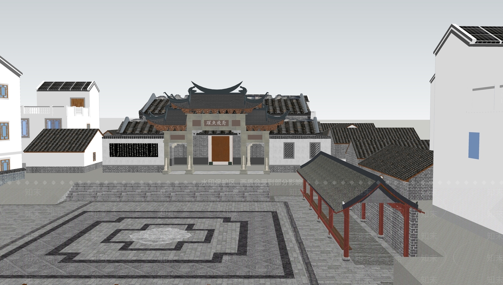 新中式乡村公园SU模型下载【ID:1166180446】