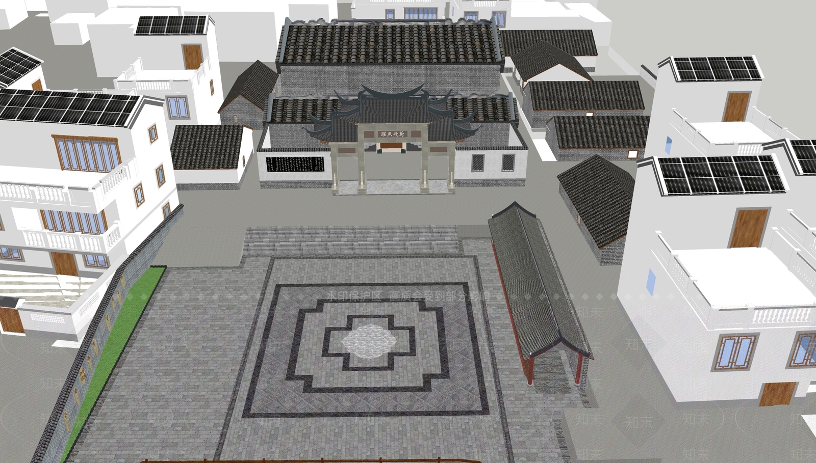 新中式乡村公园SU模型下载【ID:1166180446】