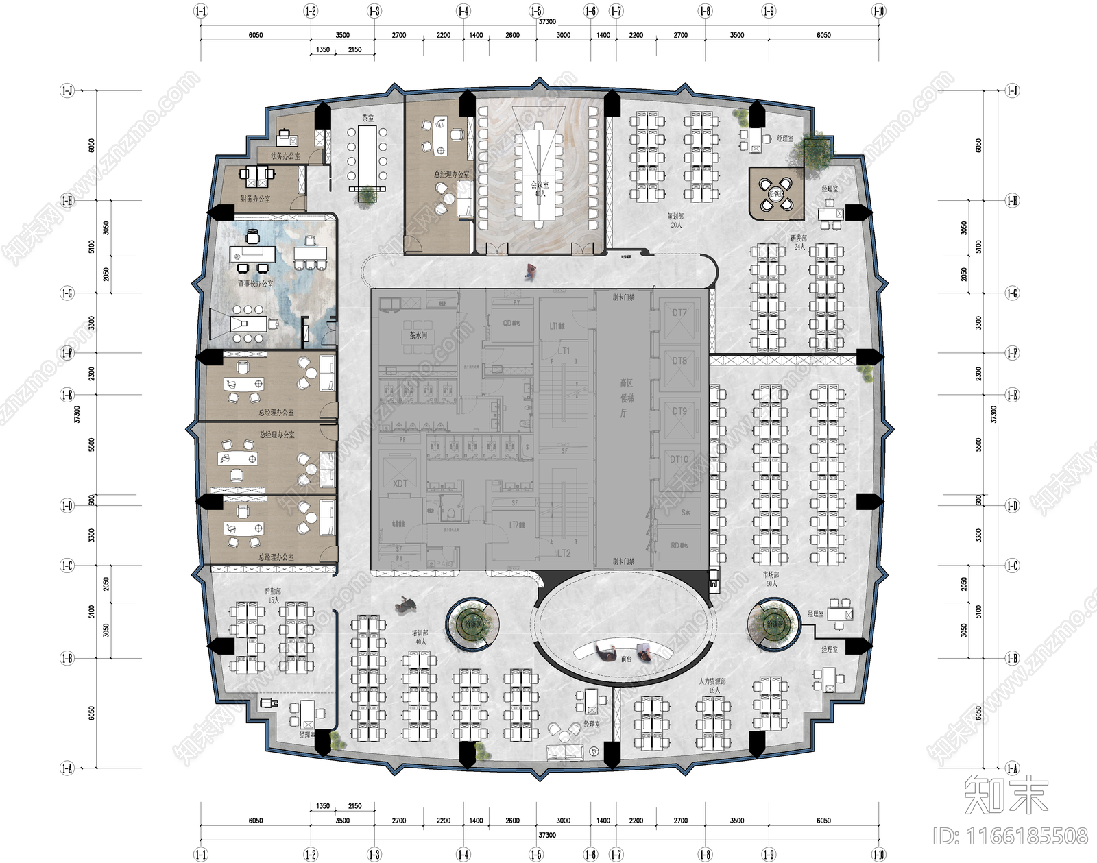 现代办公室施工图下载【ID:1166185508】