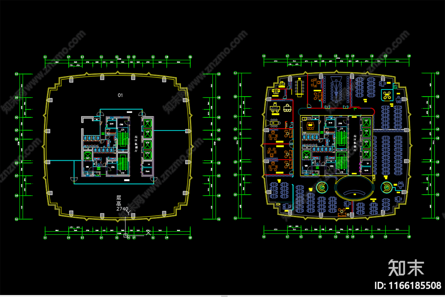 现代办公室cad施工图下载【ID:1166185508】