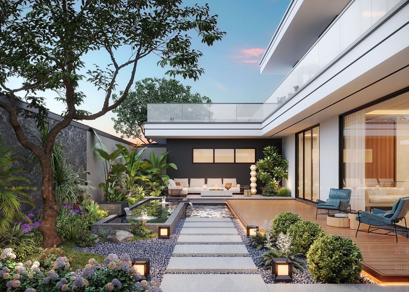 现代庭院3D模型下载【ID:1166190287】