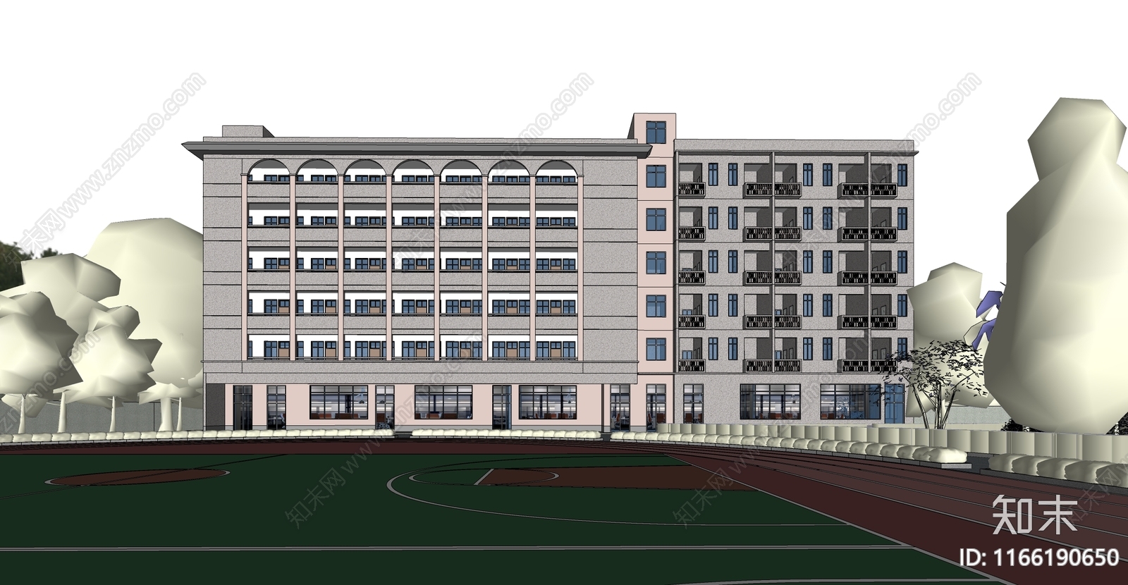 现代简约学校建筑SU模型下载【ID:1166190650】