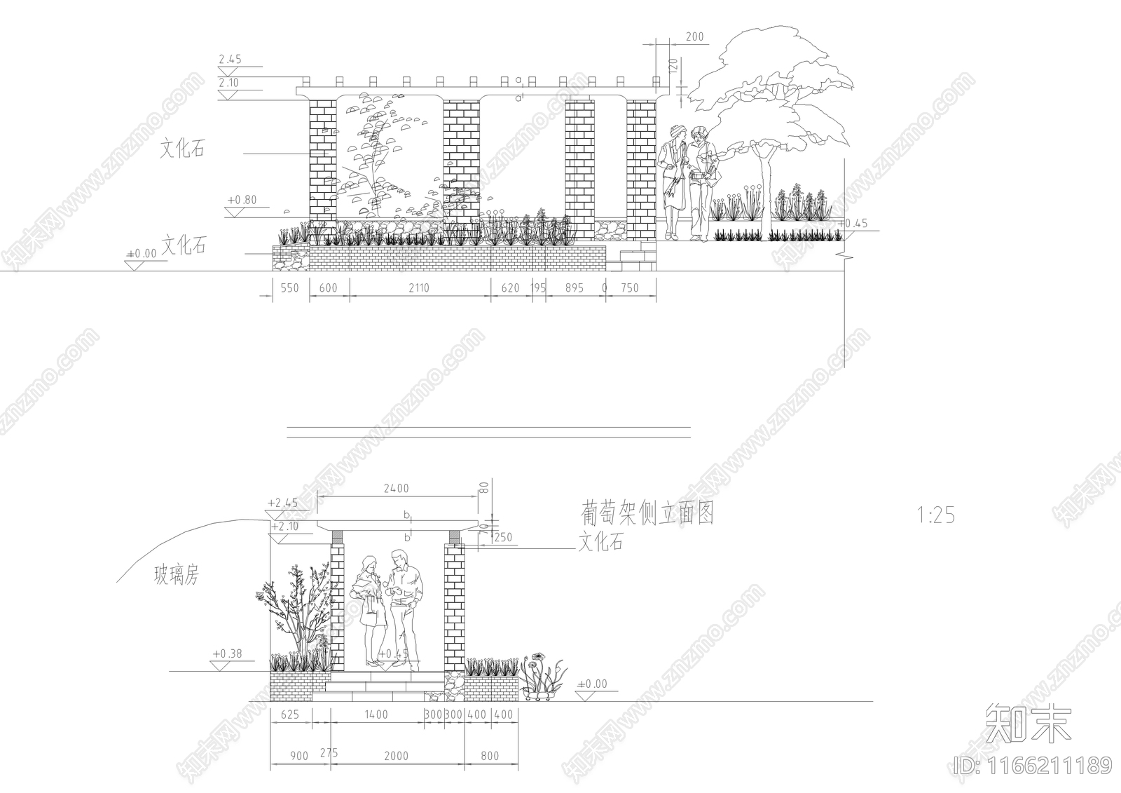 现代屋顶花园cad施工图下载【ID:1166211189】