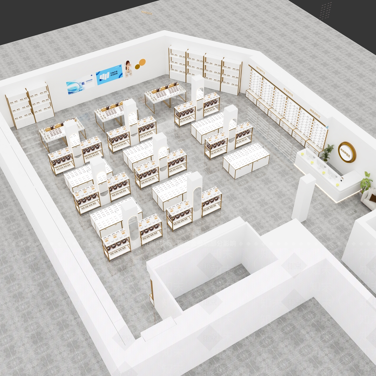 现代极简眼镜店3D模型下载【ID:1166213833】