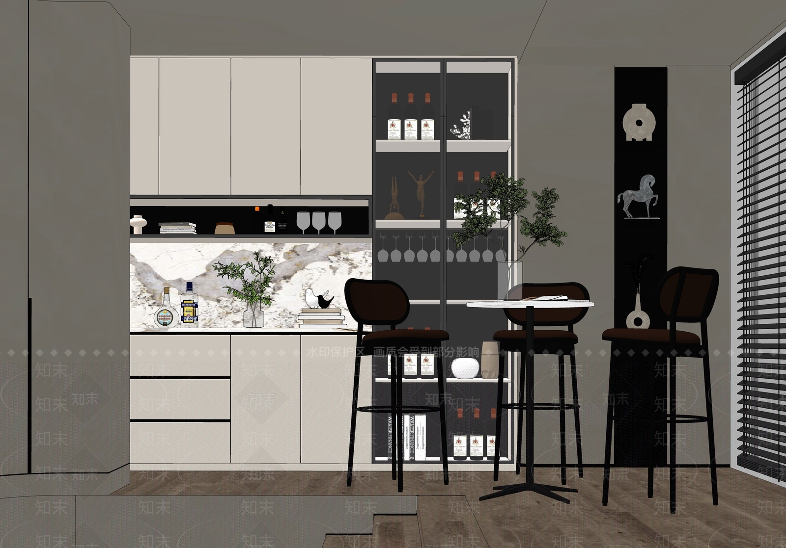现代吧椅SU模型下载【ID:1166214693】