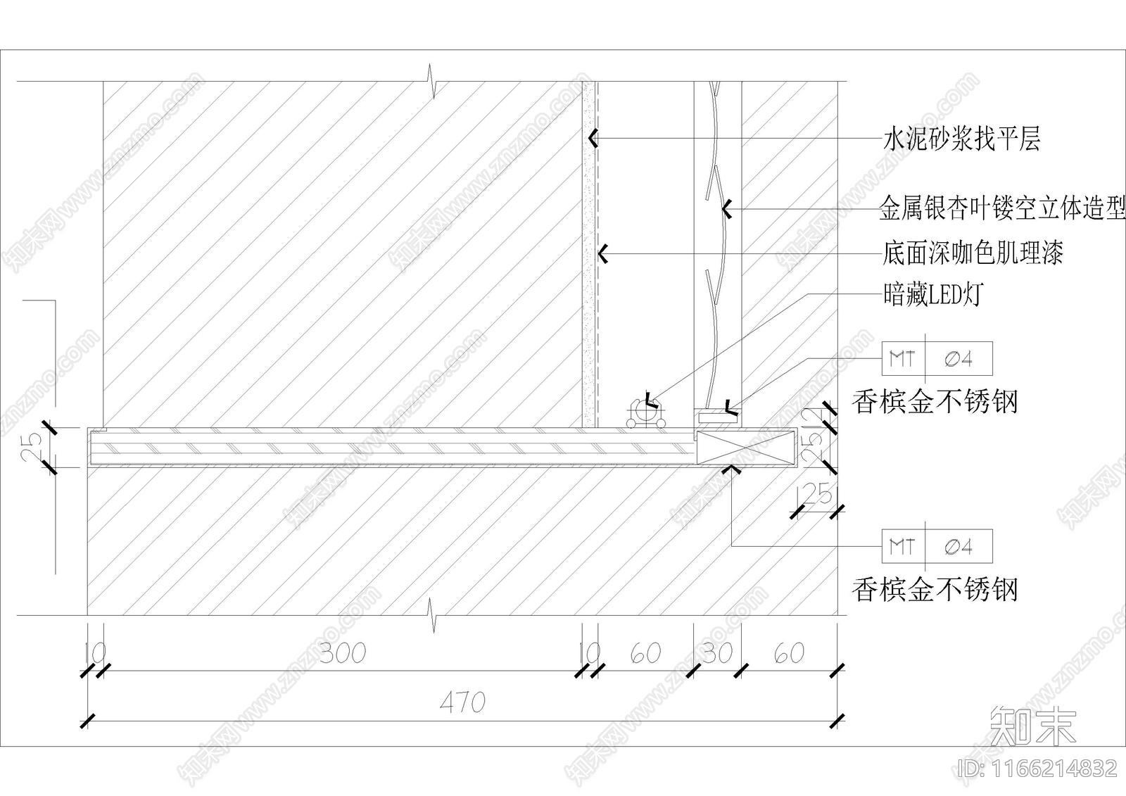 轻奢墙面节点cad施工图下载【ID:1166214832】