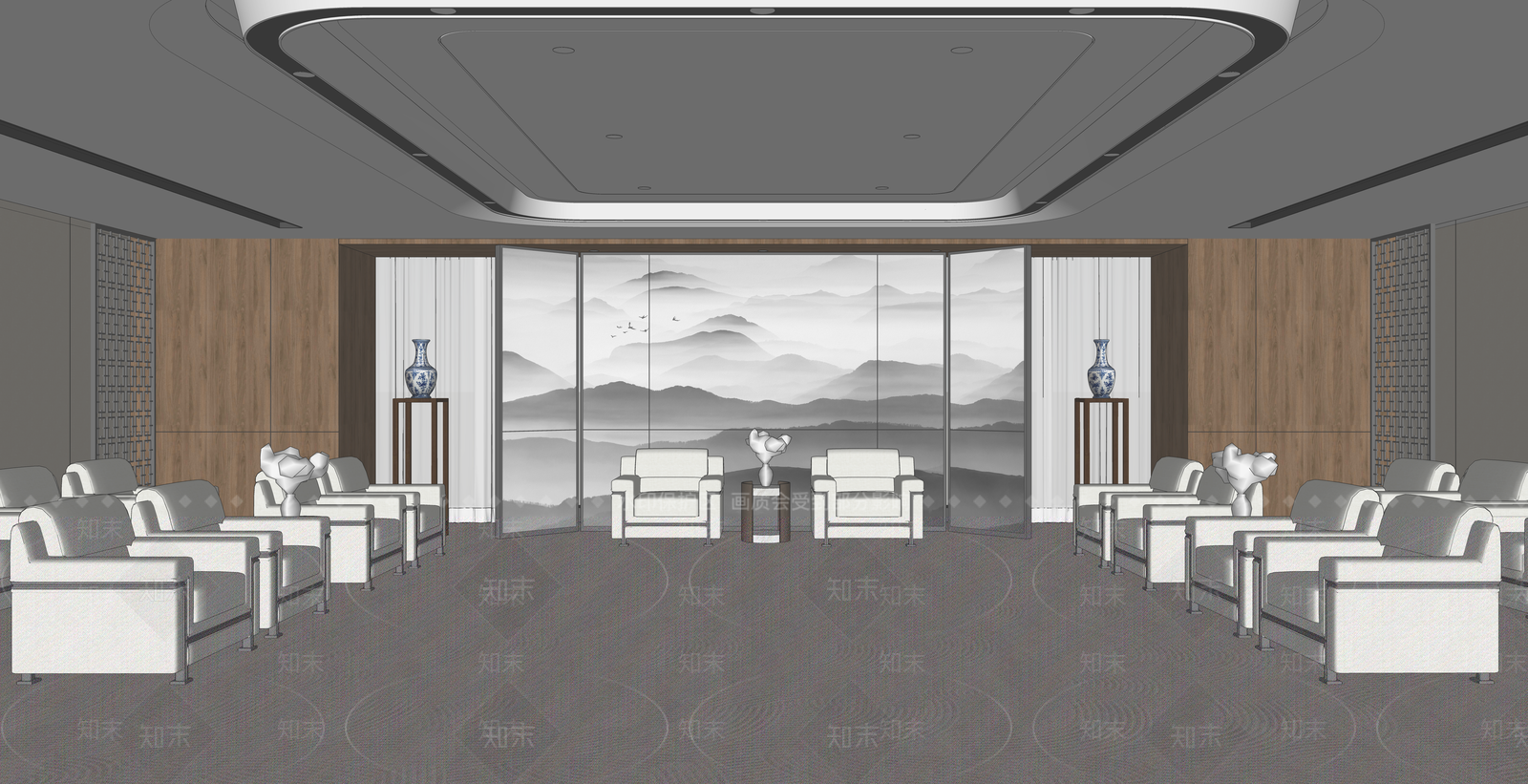 新中式中式其他办公区域SU模型下载【ID:1166219103】